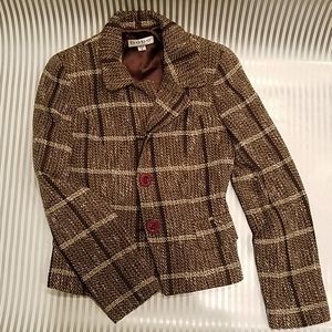 Bebe Plaid Vintage Wool Blend Blazer Size 4